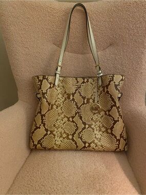 Michael Kors Python-Print Tote in Beige and Brown